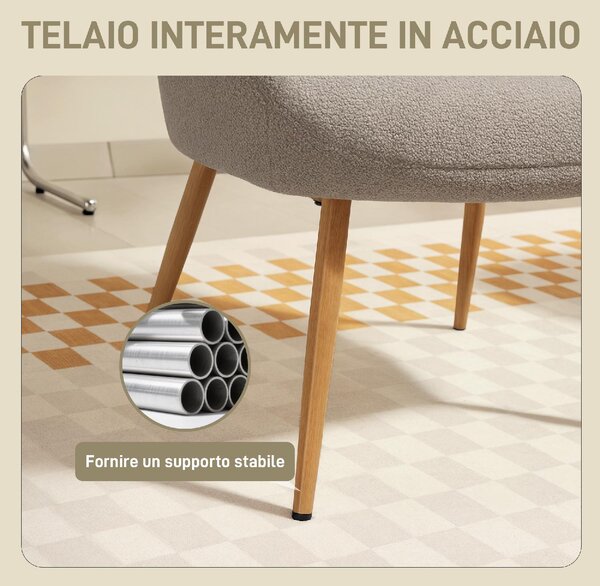 DecHome Poltrona Moderna in Tessuto effetto Teddy Dimensioni 71x74x94,5 colore Grigio