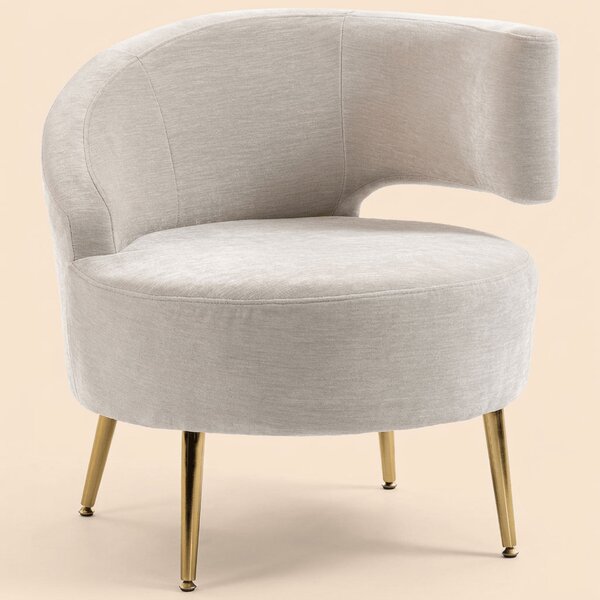 DecHome Poltrona Moderna in Ciniglia Dimensioni 69x65x67 colore Bianco Crema