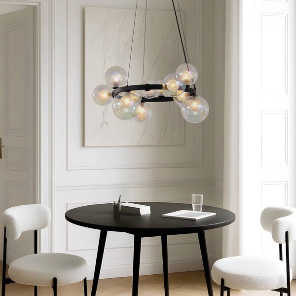 Lampada a sospensione in vetro Marvi Lucande, dimmerabile, Nero, Soggiorno / Sala da pranzo, Vetro, Moderno, Lampada a sospensione