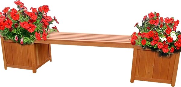 Panca da giardino in legno con fioriere, 150 cm, panca robusta e fioriera