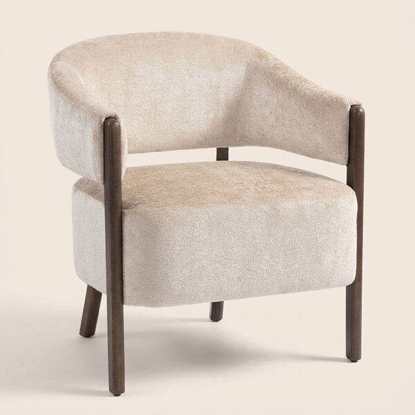 DecHome Poltrona Stile Contemporaneo in Ciniglia Dimensioni 71x63.5x78.5 cm colore Beige