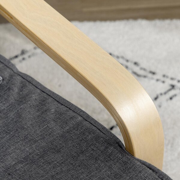 DecHome Poltrona Stile Scandinavo in Tessuto Effetto Lino Dimensioni 66.5x94x100 cm colore Grigio Scuro