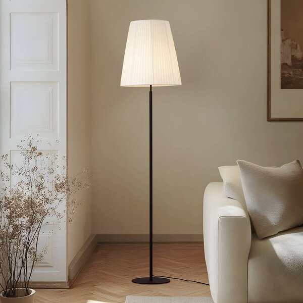 Lampada da terra Virelle Lindby, Bianco / Opale, Soggiorno / Sala da pranzo, Tessuto / Stoffa / Seta, Moderno, Lampada da terra