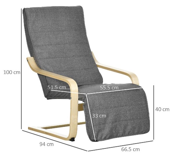 DecHome Poltrona Stile Scandinavo in Tessuto Effetto Lino Dimensioni 66.5x94x100 cm colore Grigio Scuro