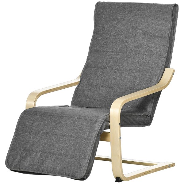DecHome Poltrona Stile Scandinavo in Tessuto Effetto Lino Dimensioni 66.5x94x100 cm colore Grigio Scuro