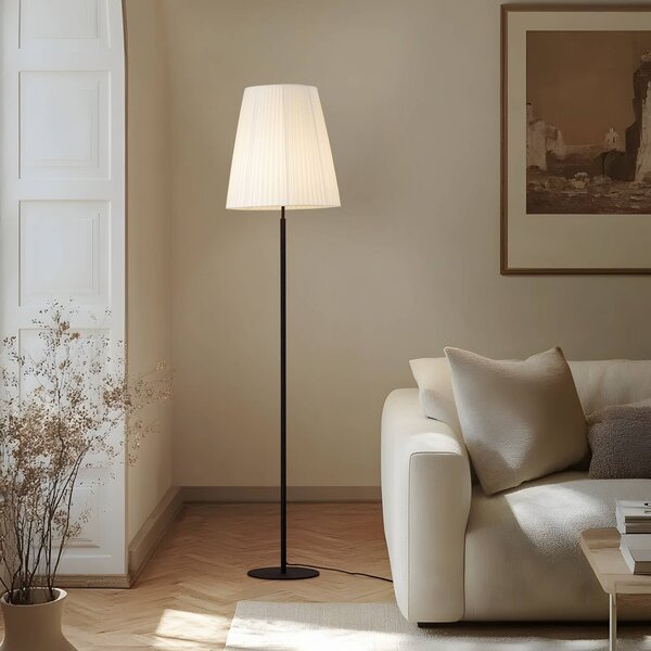 Lampada da terra Virelle Lindby, Bianco / Opale, Soggiorno / Sala da pranzo, Tessuto / Stoffa / Seta, Moderno, Lampada da terra