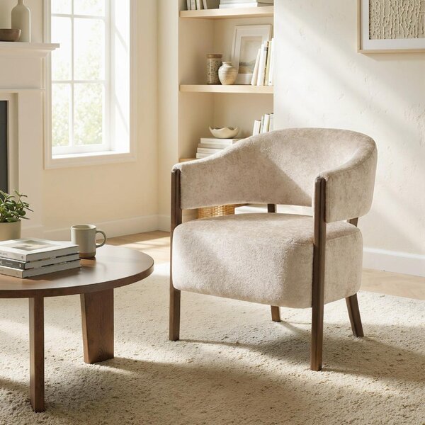 DecHome Poltrona Stile Contemporaneo in Ciniglia Dimensioni 71x63.5x78.5 cm colore Beige