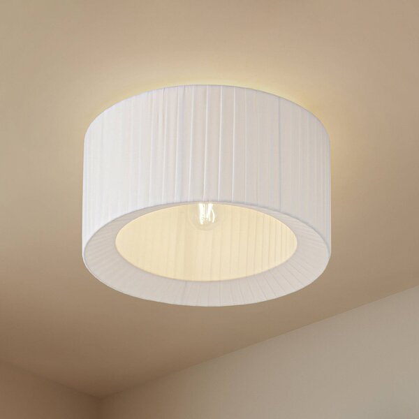 Plafoniera soffitto Virelle Lindby, dimmerabile, Bianco / Opale, Camera da letto, Tessuto / Stoffa / Seta, Plafoniera