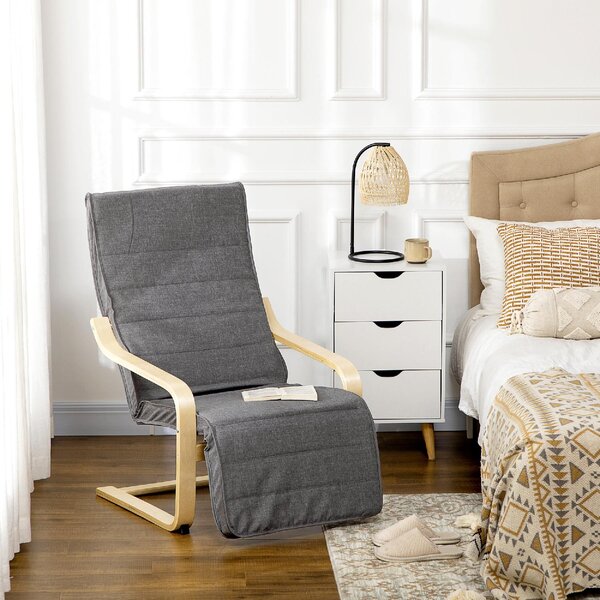 DecHome Poltrona Stile Scandinavo in Tessuto Effetto Lino Dimensioni 66.5x94x100 cm colore Grigio Scuro