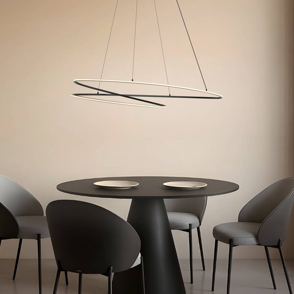 Lucande Lampada LED a sospensione Gavril, 100 cm, nera, dimmerabile Gavril Lucande,, Nero, Soggiorno / Sala da pranzo, Metallo, Moderno