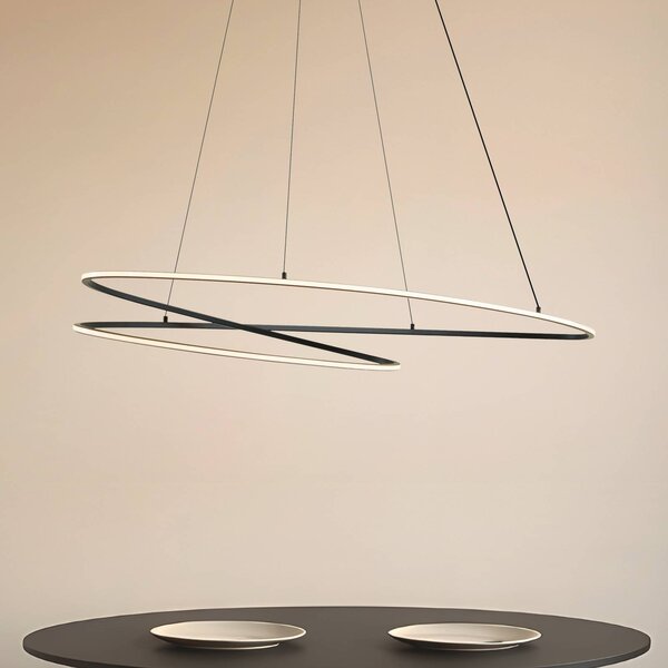 Lucande Lampada LED a sospensione Gavril, 100 cm, nera, dimmerabile Gavril Lucande,, Nero, Soggiorno / Sala da pranzo, Metallo, Moderno