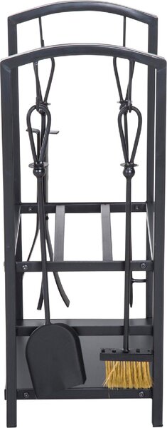 VivaGarden Portalegna con Set Attrezzi Per I lt Camino In Acciaio Nero 40x30x74.5 cm - 8D0143