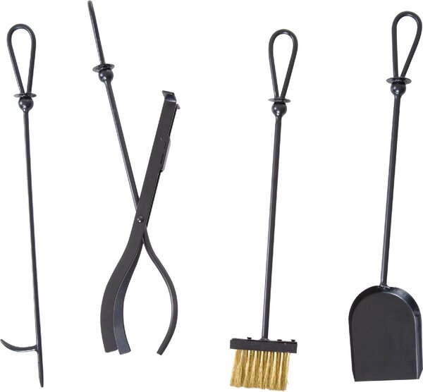 VivaGarden Portalegna con Set Attrezzi Per I lt Camino In Acciaio Nero 40x30x74.5 cm - 8D0143