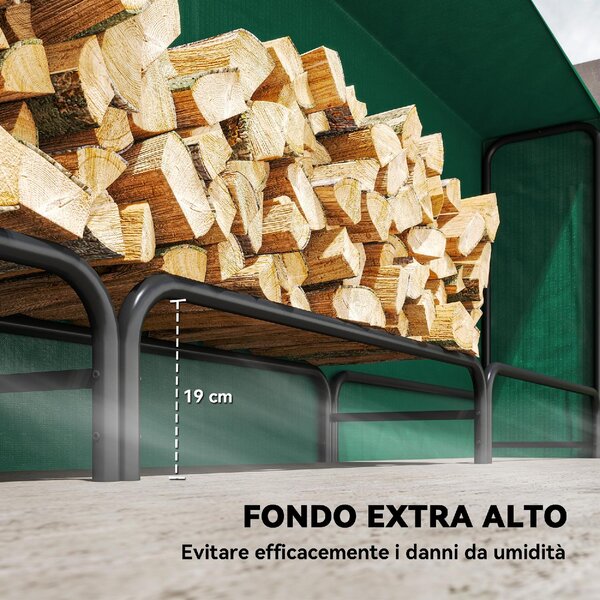 VivaGarden Portalegna da 1m Regolabile con Telo Impermeabile in PE in Metallo 300x36x99 cm colore Nero e Verde Scuro - W746DG
