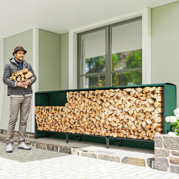 VivaGarden Portalegna da 1m Regolabile con Telo Impermeabile in PE in Metallo 300x36x99 cm colore Nero e Verde Scuro - W746DG