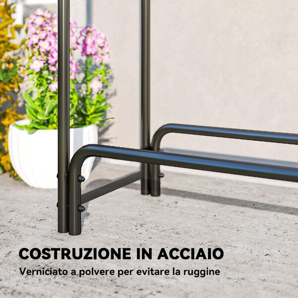 VivaGarden Portalegna da 1m Regolabile con Telo Impermeabile in PE in Metallo 300x36x99 cm colore Nero e Verde Scuro - W746DG