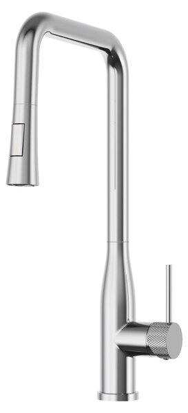 Granitan | Miscelatore da cucina - Alto - Cromo - Rubinetto da cucina - con 2 modalità di uscita dell'acqua - con doccetta estraibile - VECTOR