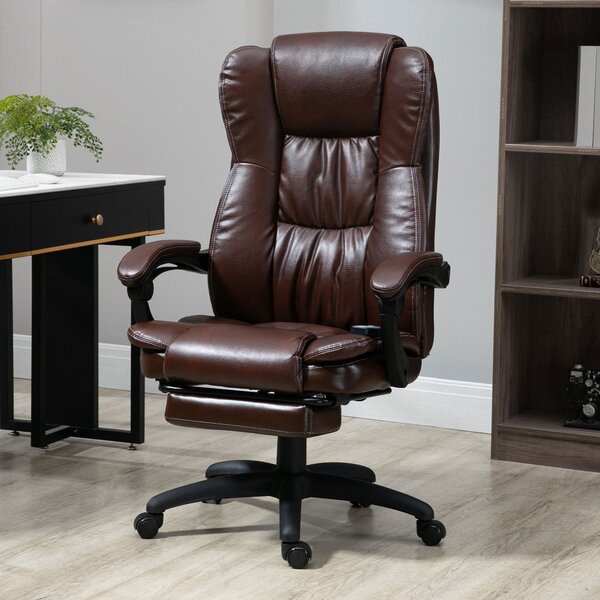 Vinsetto Sedia da Ufficio Massaggiante e Girevole con funzione reclinabile, 68,5x68,5x119-127 cm, Marrone