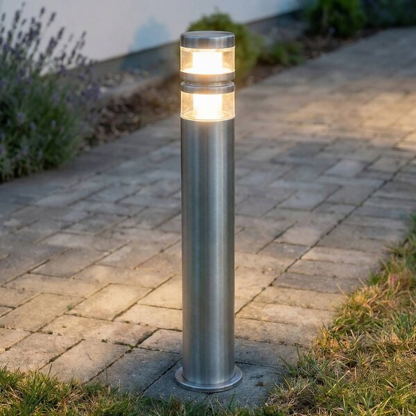 Lampioncino da giardino LANEA Lindby, Alluminio / Grigio / Zincato, Acciaio Inox, Moderno, Lampada LED da esterni