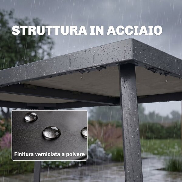 Outsunny Tavolo da Giardino e da Pranzo Esterno, Piano Effetto Legno, 145x85 cm | Aosom Italy