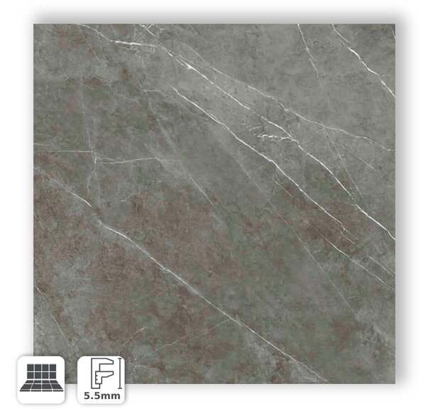 PIETRE GREZZE PIETRA GREY RAW 80x80 - LASTRA IN GRES SOTTILE 5.5 MM EFFETTO MARMO GRIGIO TORTORA