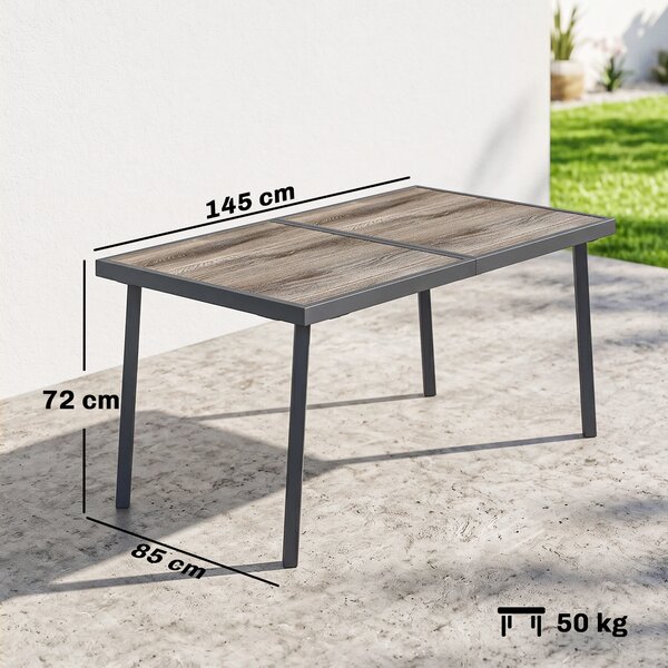 Outsunny Tavolo da Giardino e da Pranzo Esterno, Piano Effetto Legno, 145x85 cm | Aosom Italy