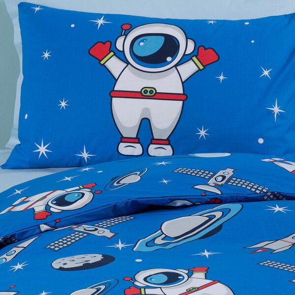 Copripiumino Con Federe In Cotone Spazio Singolo Caleffi Kids Ragazzo Blu Caleffi