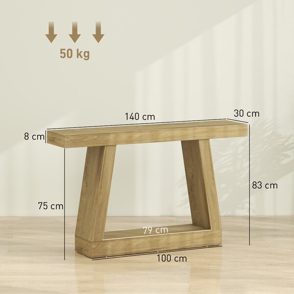 HOMCOM Tavolo Consolle 140 cm, Retro Divano con Contenitore, Rovere. | Aosom Italy