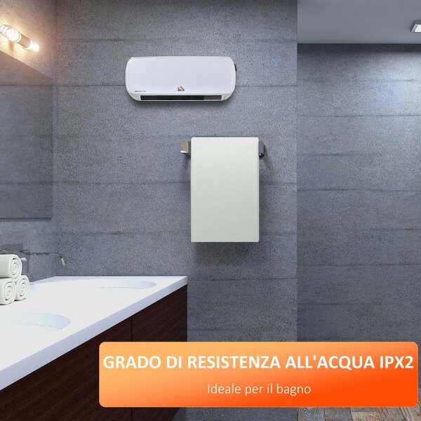 DecHome Stufa Elettrica da Parete con Telecomando Temperatura Regolabile e Timer Bianco - 826DH54