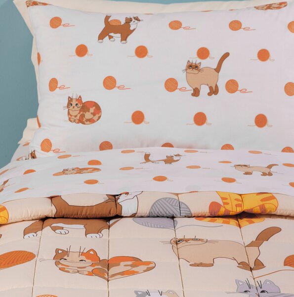 Trapunta Leggerissima In Cotone Gattini Singolo Caleffi Kids Ragazzo Naturale Caleffi