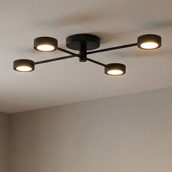Nordlux Plafoniera soffitto Clyde Flex, dimmerabile, Nero, Soggiorno / Sala da pranzo, Metallo, Plafoniera