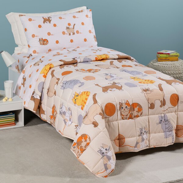 Trapunta Leggerissima In Cotone Gattini Singolo Caleffi Kids Ragazzo Naturale Caleffi