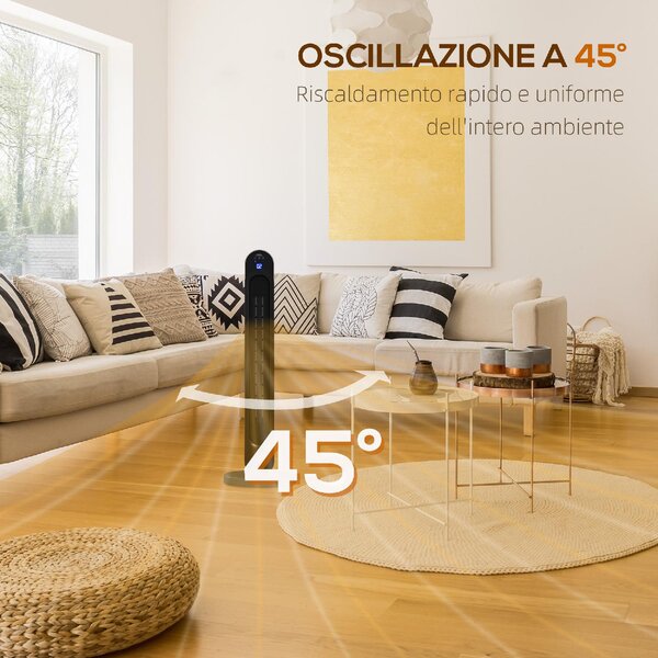 DecHome Stufa Elettrica Oscillante a 3 Modalit, Temperatura Regolabile e Telecomando, 25x73.5 cm colore Argento - DCH-820287A