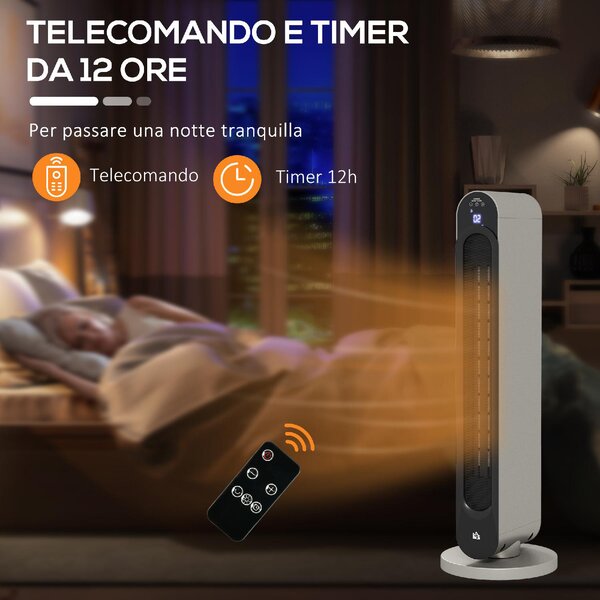 DecHome Stufa Elettrica Oscillante a 3 Modalit, Temperatura Regolabile e Telecomando, 25x73.5 cm colore Argento - DCH-820287A