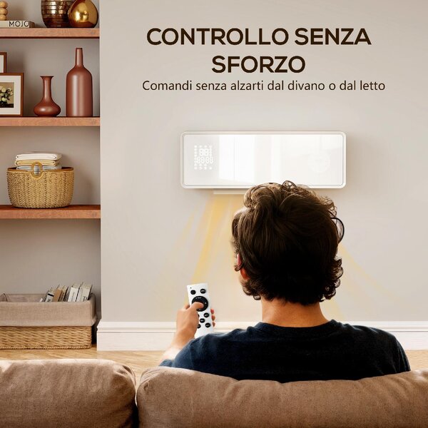 DecHome Termoventilatore Stufa Elettrica Ceramica 2000W a Parete con 3 Modalit Temperatura Regolabile Timer Telecomando Blocco Bambini colore Bian