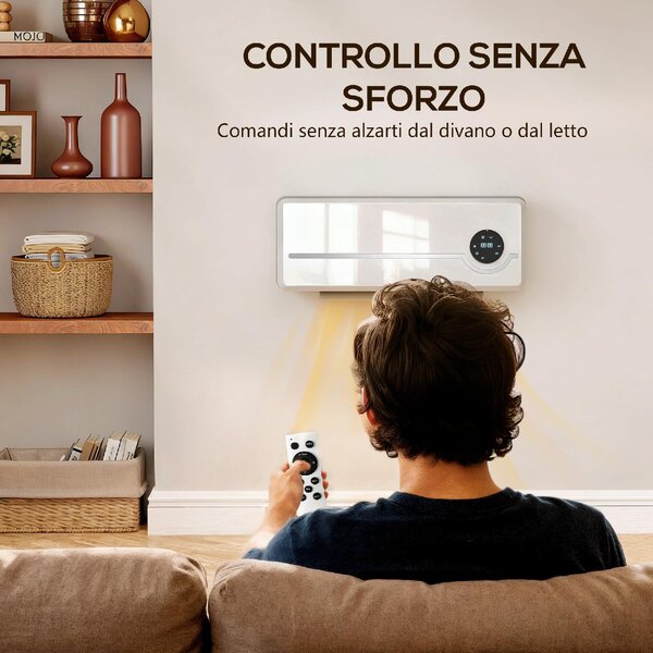 DecHome Termoventilatore Stufa Elettrica Ceramica 2000W a Parete con 3 Modalit Temperatura Regolabile Timer Telecomando Blocco Bambini colore Bian