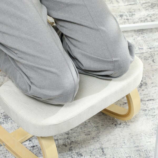 HOMCOM Sedia a ginocchio, ergonomica oscillante in legno, Crema | Aosom Italy