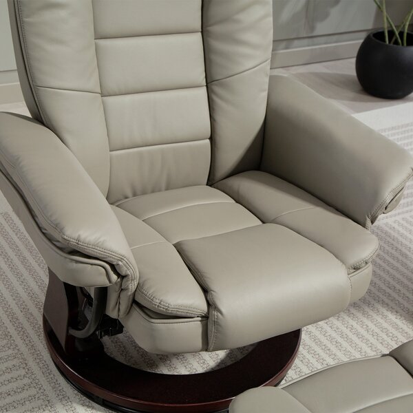 HOMCOM Poltrona relax inclinabile 135° grande comfort girevole 360° con poggiapiedi rivestimento sintetico marrone | Aosom Italy