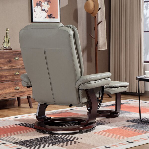 HOMCOM Poltrona relax inclinabile 135° grande comfort girevole 360° con poggiapiedi rivestimento sintetico marrone | Aosom Italy