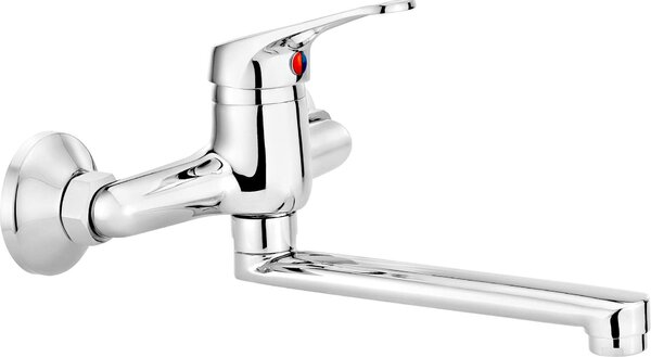 Wall-mounted washbasin mixer