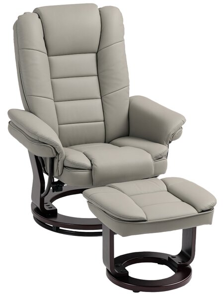 HOMCOM Poltrona relax inclinabile 135° grande comfort girevole 360° con poggiapiedi rivestimento sintetico marrone | Aosom Italy