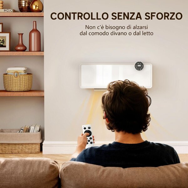 DecHome Termoventilatore Stufa Elettrica Ceramica 2000W da Parete con 3 Modalit Temperatura Regolabile Timer e Telecomando colore Bianco - W860WT