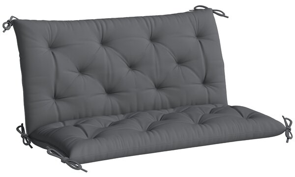 Outsunny Cuscino da Giardino in Stile Capitonné per 2 Persone con 6 Lacci, in Cotone e Poliestere, 150x98x8 cm, Grigio Scuro | Aosom Italy