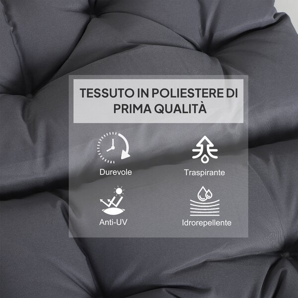 Outsunny Set 2 Cuscini per Sedie da Esterno in Poliestere e Cotone con Lacci, 50x98x8 cm, Grigio | Aosom Italy
