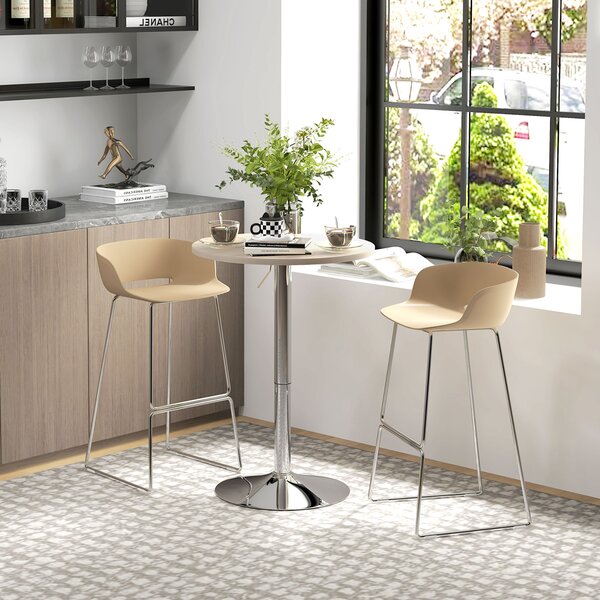 HOMCOM avolo Alto da Bar Rotondo per 2 Persone Altezza Regolabile Piano Girevole 360° 60x60x91 cm Rovere Chiaro | Aosom Italy