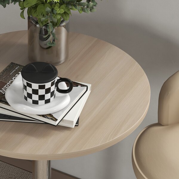 HOMCOM avolo Alto da Bar Rotondo per 2 Persone Altezza Regolabile Piano Girevole 360° 60x60x91 cm Rovere Chiaro | Aosom Italy
