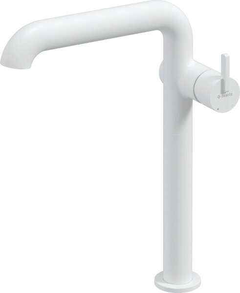 Tall washbasin mixer with rectangular spout