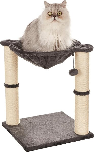 Tiragraffi per gatti con casetta, amaca, letto e tiragraffi, 41 x 51 x 41 cm, grigio