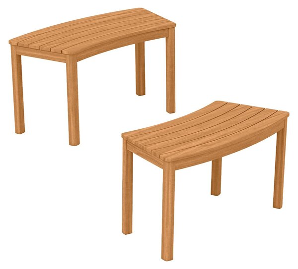 Panchina da esterno in legno di acacia ricurva KOMFOTTEU, set da 4 pezzi, panchina da giardino senza schienale per terrazza e braciere, portata massima 180 kg, sedute per veranda, terrazza e cortile