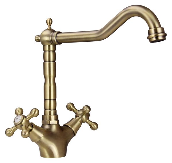 Aquanello Heritage Ascot Cucina classica Rubinetto da cucina in stile retrò in bronzo con bocca ad angolo BN-4002-HA